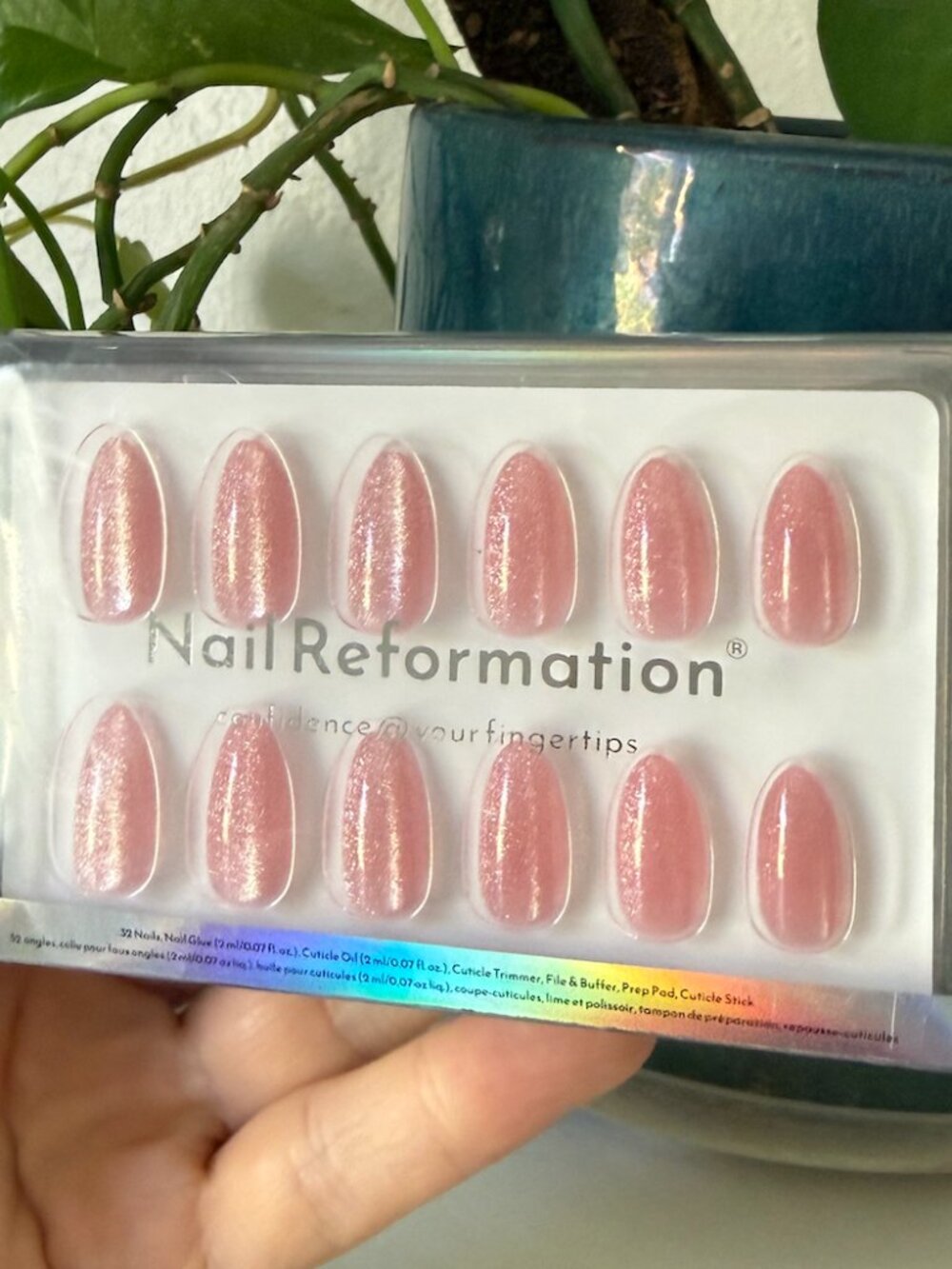 Pink Peach Shimmer Nails